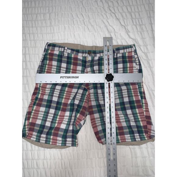 Tailor Vintage Men’s Reversible Plaid Khaki Linen Shorts Size 38 USA - Picture 3 of 12
